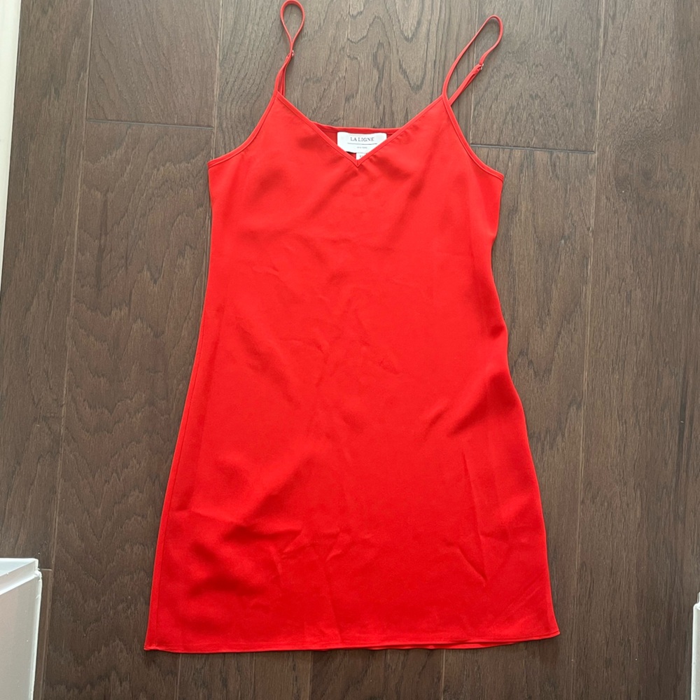 La Ligne Ava Red Chiffon Silk Mini Dress - Picture 9 of 11